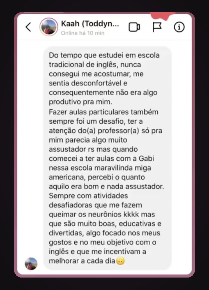 Feedback da aluna Kaah da mentoria Speak Like a Boss